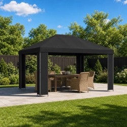 Pavillon 4 × 3 m Noir Polyester et Acier 190 gsm 648025648025