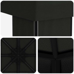 Pavillon 4 × 3 m Noir Polyester et Acier 190 gsm 648025648025