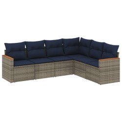 Ensemble de canapé de jardin 6 pcs avec coussins gris résine tressée 648027648027