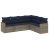 Ensemble de canapé de jardin 6 pcs avec coussins gris résine tressée 648027648027