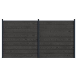 Ensemble de Clôture 2 pcs 353 x 186 cm WPC et Aluminium Noir 648038648038