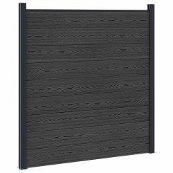 Ensemble de Clôture 2 pcs 353 x 186 cm WPC et Aluminium Noir 648038648038