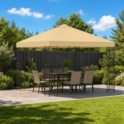 Pavillon 3 x 3 m Crème Polyester et Acier 190 gsm 648039648039