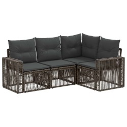 Ensemble de canapé de jardin 4 pcs Gris et Gris foncé polyrotin 648042648042