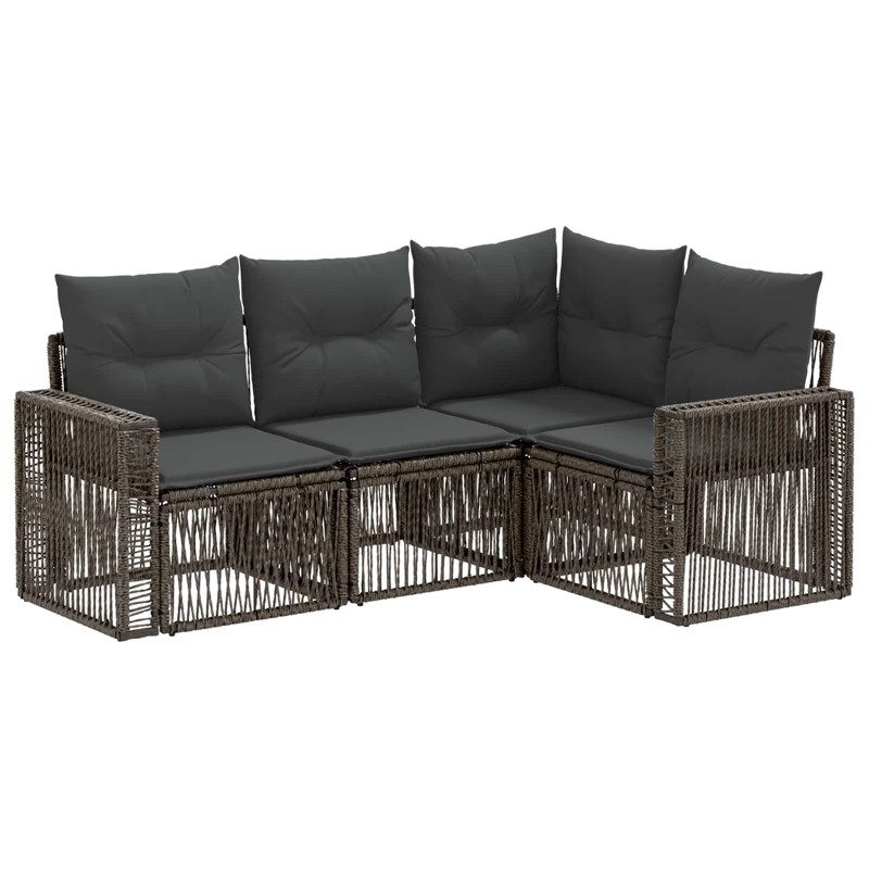 Ensemble de canapé de jardin 4 pcs Gris et Gris foncé polyrotin 648042648042
