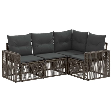 Ensemble de canapé de jardin 4 pcs Gris et Gris foncé polyrotin 648042648042