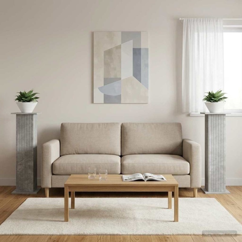 Support de Plante 2 pcs Gris béton 30,5 x 30 x 100,5 cm 648044648044