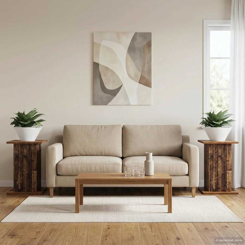 Support de Plante 2 pcs Bois ancien 30,5 x 30 x 43 cm 648057648057