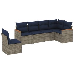 Ensemble de canapé de jardin 6 pcs avec coussins gris résine tressée 648058648058