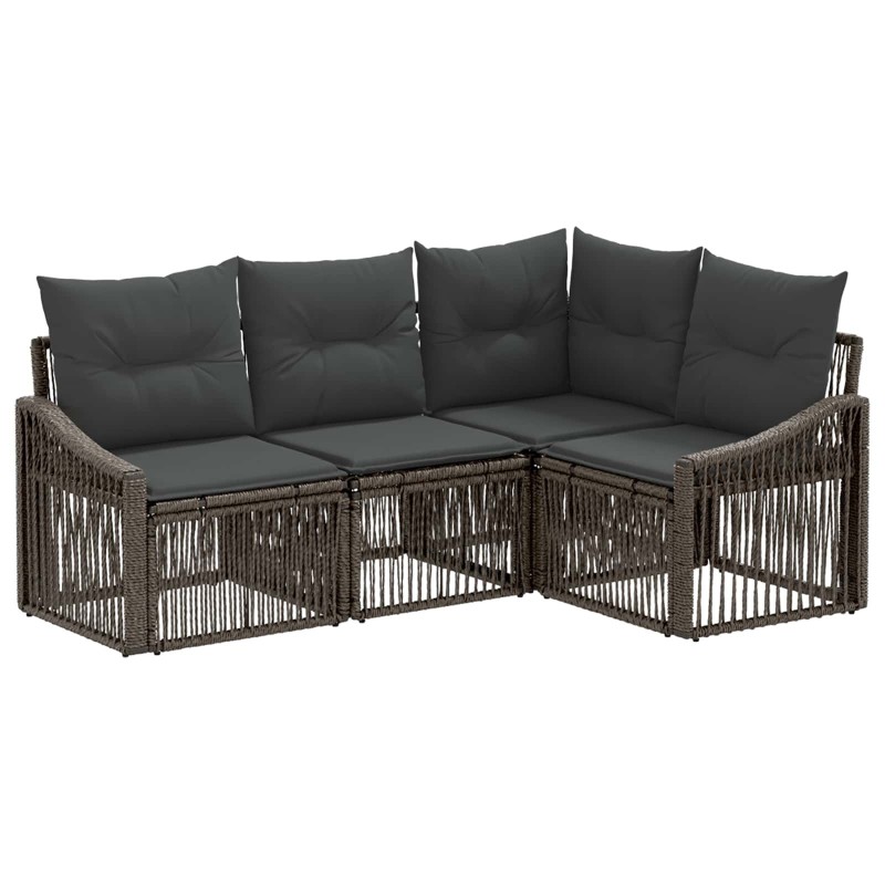 Ensemble de canapé de jardin 4 pcs Gris polyrotin 648069648069