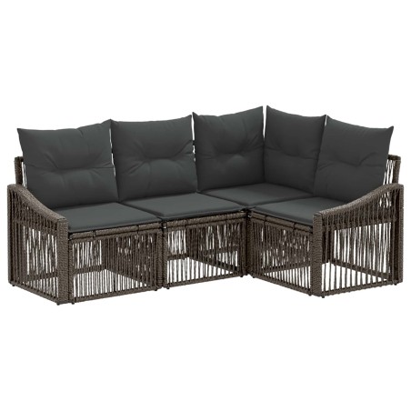 Ensemble de canapé de jardin 4 pcs Gris polyrotin 648069648069