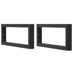Supports d'étagères pour lavabo 2 pcs noir rectangulaire acier 648077648077