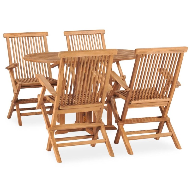 Ensemble à manger d'extérieur pliable 5 pcs Bois solide de teck 648082648082