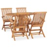 Ensemble à manger d'extérieur pliable 5 pcs Bois solide de teck 648082648082