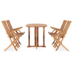 Ensemble à manger d'extérieur pliable 5 pcs Bois solide de teck 648082648082