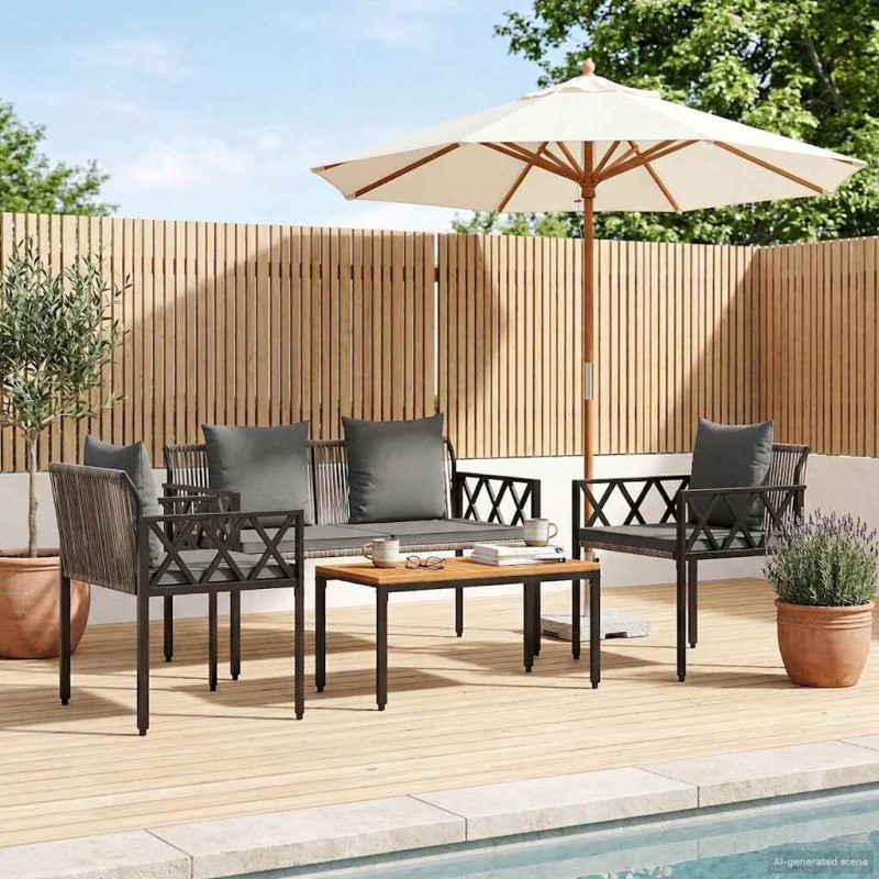 Ensemble de meubles d'extérieur 4 pcs Gris et Gris foncé 648093648093