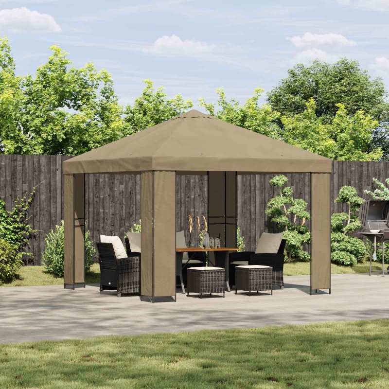 Pavillon 3 x 3 m Beige Polyester et Acier 190 gsm 648106648106