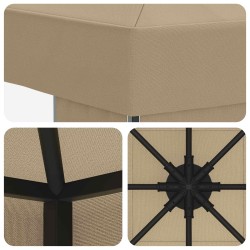 Pavillon 3 x 3 m Beige Polyester et Acier 190 gsm 648106648106