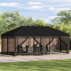 Gazebo avec murs latéraux 6 x 3 m Noir Polyester et Acier 190 648115648115