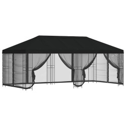Gazebo avec murs latéraux 6 x 3 m Noir Polyester et Acier 190 648115648115