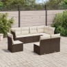Salon de jardin 8 pcs avec coussins marron résine tressée 648121648121