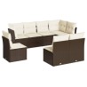 Salon de jardin 8 pcs avec coussins marron résine tressée 648121648121