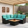 Ensembles de meubles 4 pcs Noir et turquoise Rotin PE 648127648127