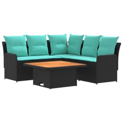 Ensembles de meubles 4 pcs Noir et turquoise Rotin PE 648127648127
