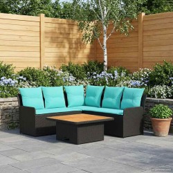 Ensembles de meubles 4 pcs Noir et turquoise Rotin PE 648127648127