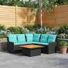 Ensembles de meubles 4 pcs Noir et turquoise Rotin PE 648127648127