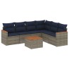 Ensemble de canapé de jardin 7 pcs avec coussins gris résine tressée 648131648131