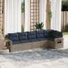 Ensemble de canapé de jardin 6 pcs avec coussins gris résine tressée 648132648132