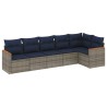 Ensemble de canapé de jardin 6 pcs avec coussins gris résine tressée 648133648133
