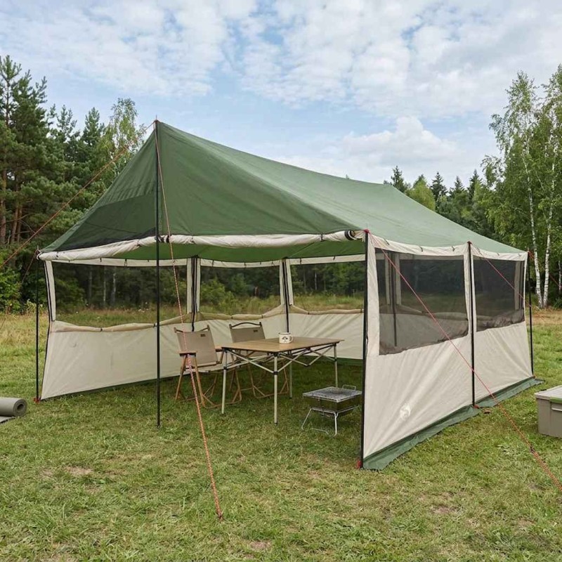 Tente familiale Vert 450 x 400 x 265 cm Polyester et Acier 648139648139