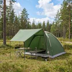 Tente de camping avec toit Vert 4 personnes Polyester et Acier 648140648140