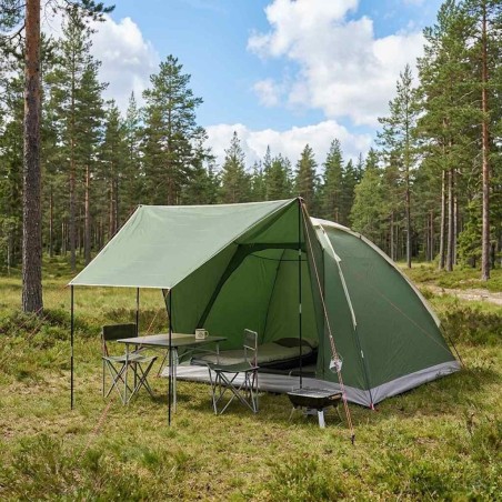 Tente de camping avec toit Vert 4 personnes Polyester et Acier 648140648140