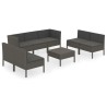 Salon de jardin 8 pcs avec coussins résine tressée gris 648141648141