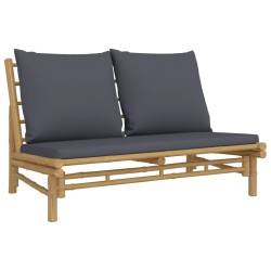Salon de jardin 4 pcs avec coussins gris foncé bambou 648145648145