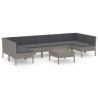 Salon de jardin 8 pcs avec coussins résine tressée gris 648148648148