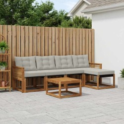 Ensemble de canapés d'extérieur 6 pcs Naturel et gris clair 648152648152