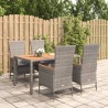 Ensemble à manger de jardin 5 pcs coussins gris résine tressée 648154648154