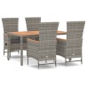 Ensemble à manger de jardin 5 pcs coussins gris résine tressée 648154648154