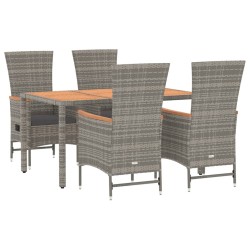 Ensemble à manger de jardin 5 pcs coussins gris résine tressée 648154648154