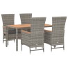 Ensemble à manger de jardin 5 pcs coussins gris résine tressée 648154648154