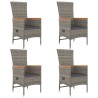 Ensemble à manger de jardin 5 pcs coussins gris résine tressée 648154648154