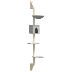 Arbre à chat mural avec griffoir gris clair 187 cm 648155648155