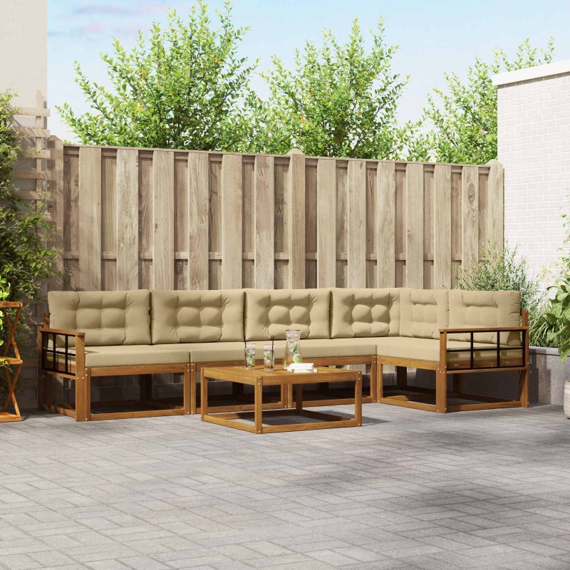 Ensemble de canapés d'extérieur 6 pcs Naturel et Beige 648161648161