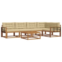 Ensemble de canapés d'extérieur 6 pcs Naturel et Beige 648161648161