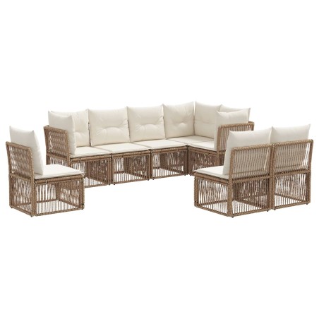 Ensemble de canapé de jardin 8 pcs Beige polyrotin 648172648172