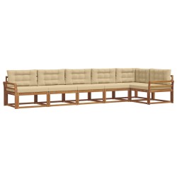 Ensemble de canapés d'extérieur 6 pcs Naturel et Beige 648174648174